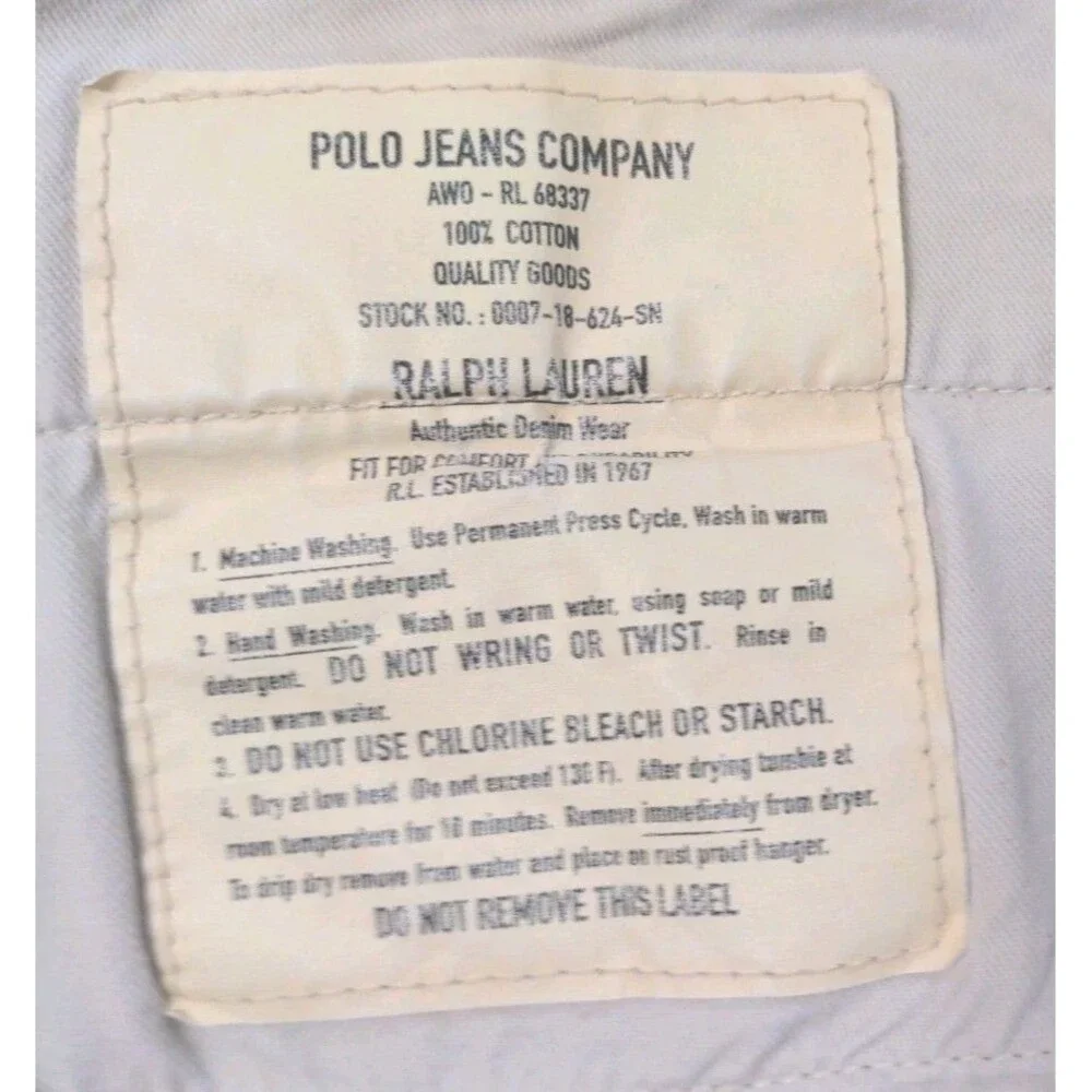Vtg Ralph Lauren Polo Jeans Co Pants Mens 36x32 Khaki Canvas 100% Cotton EUC